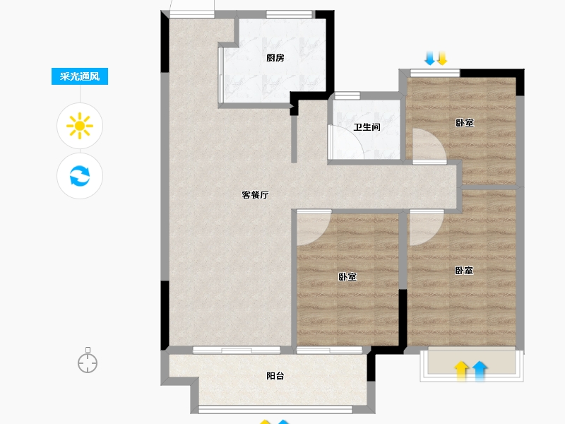 江苏省-常州市-昱湖上观-71.00-户型库-采光通风