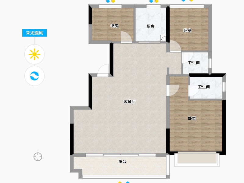 安徽省-合肥市-碧桂园玺园-100.00-户型库-采光通风