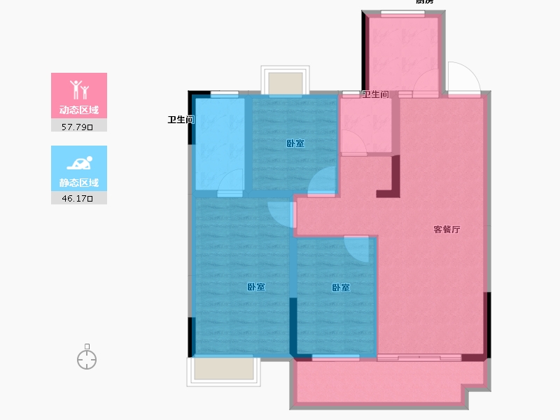 河南省-南阳市-星旺·水韵绿庭-92.99-户型库-动静分区