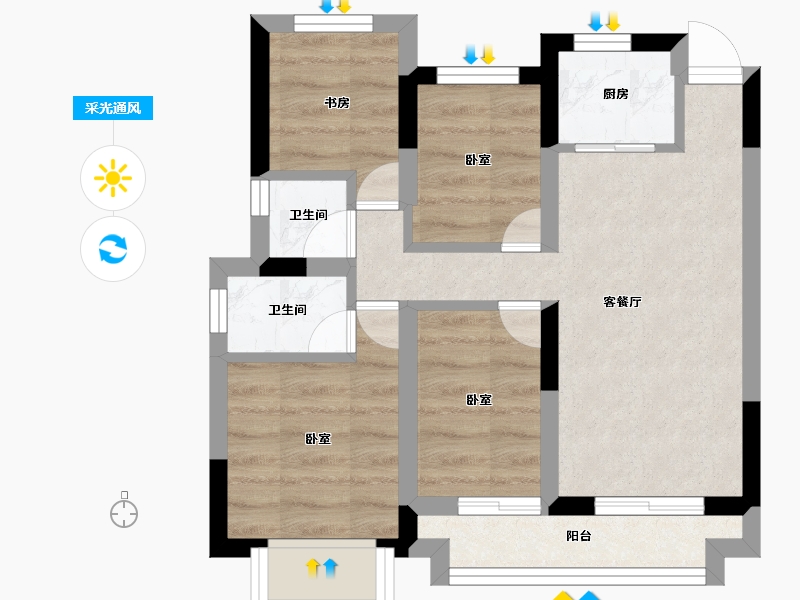 安徽省-黄山市-黄山弘元新安郡-102.00-户型库-采光通风