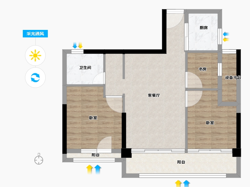 浙江省-湖州市-得力天逸湾-71.01-户型库-采光通风