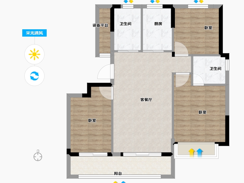 浙江省-绍兴市-勤业未来城-85.00-户型库-采光通风