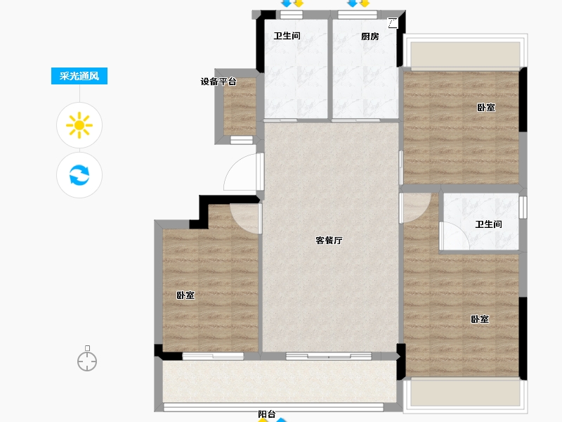 浙江省-绍兴市-勤业未来城-90.00-户型库-采光通风