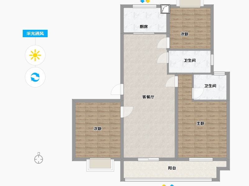 江苏省-盐城市-九龙华府-112.00-户型库-采光通风