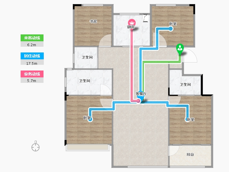 浙江省-金华市-万隆书香里-106.00-户型库-动静线