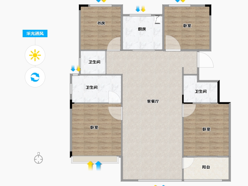 浙江省-金华市-万隆书香里-106.00-户型库-采光通风