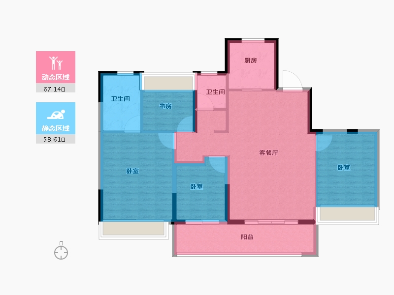 浙江省-金华市-中海九樾-114.00-户型库-动静分区