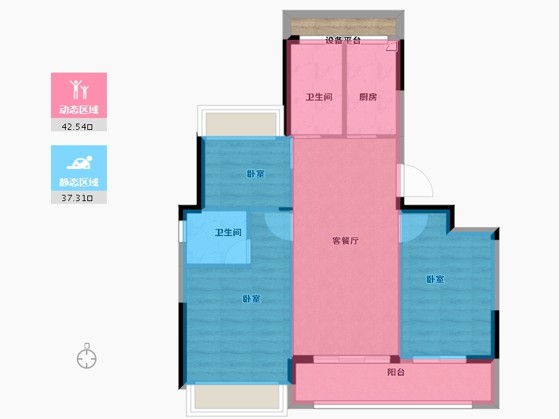 浙江省-绍兴市-勤业未来城-74.00-户型库-动静分区