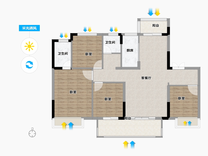 安徽省-阜阳市-融信乐澜雍锦半岛-113.01-户型库-采光通风