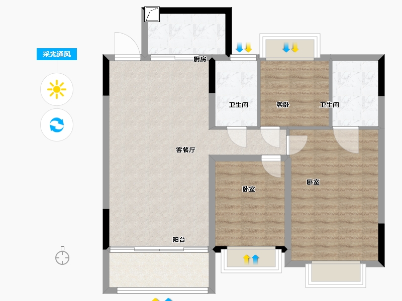 江苏省-南通市-南通恒大云锦华庭-92.49-户型库-采光通风