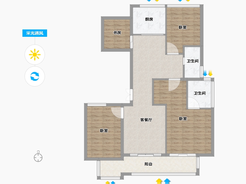 安徽省-宿州市-苏州绿城春江明月-109.00-户型库-采光通风