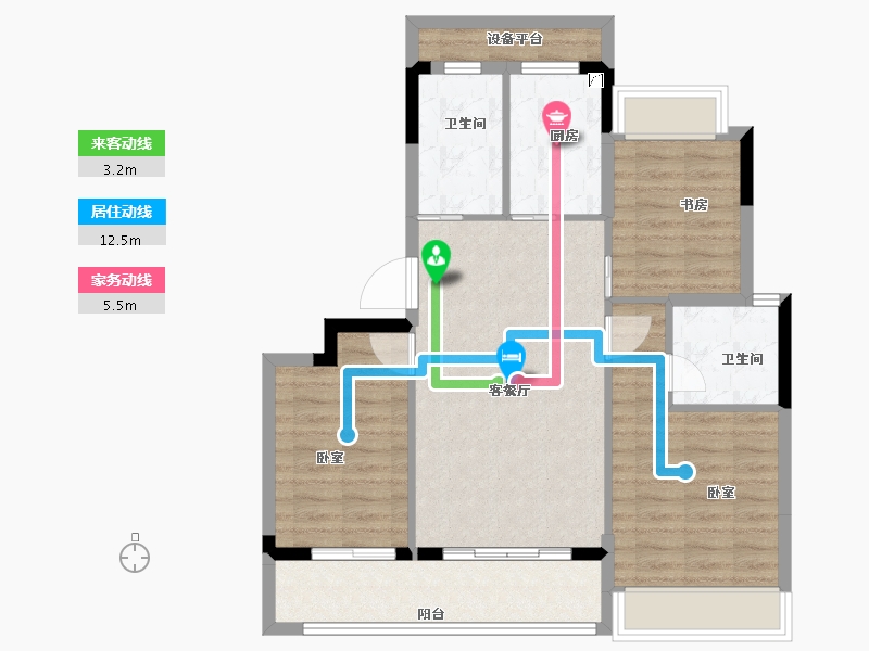 浙江省-绍兴市-勤业未来城-84.00-户型库-动静线