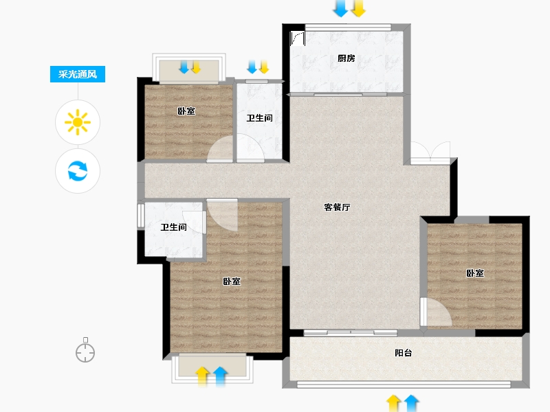 江苏省-南京市-滨江ONE-114.00-户型库-采光通风