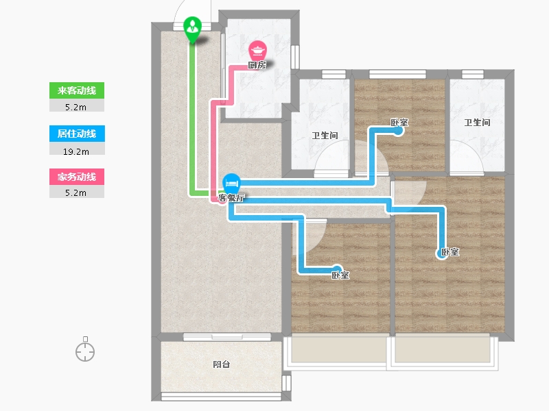 江苏省-苏州市-印象平江花园-79.00-户型库-动静线