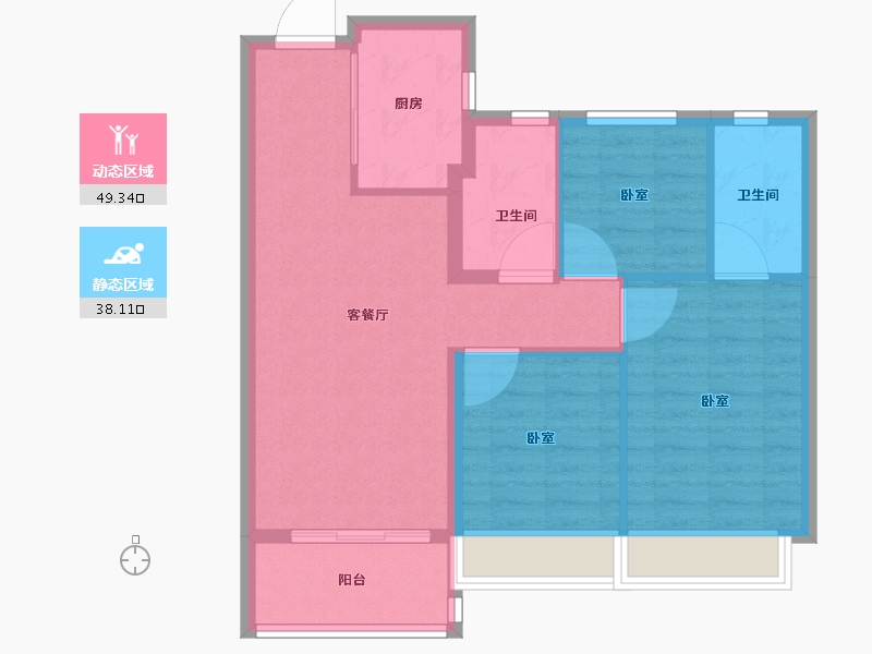 江苏省-苏州市-印象平江花园-79.00-户型库-动静分区