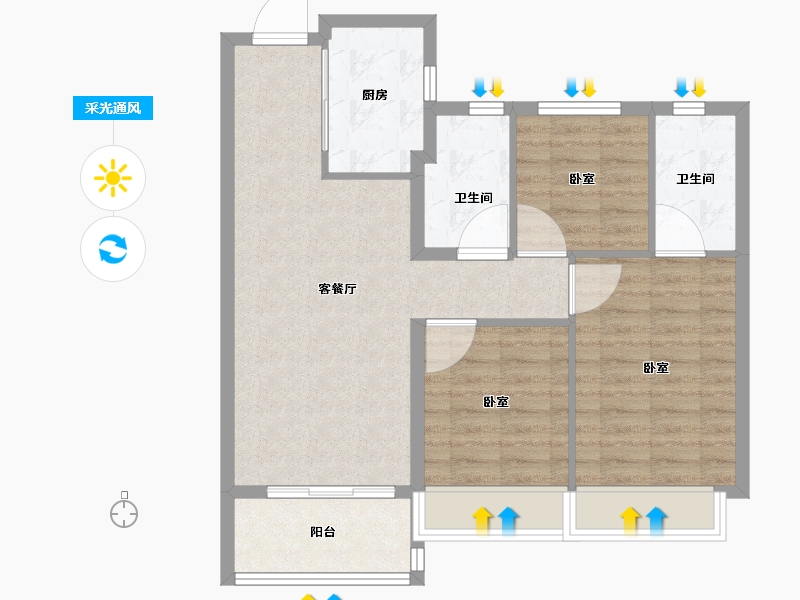 江苏省-苏州市-印象平江花园-79.00-户型库-采光通风