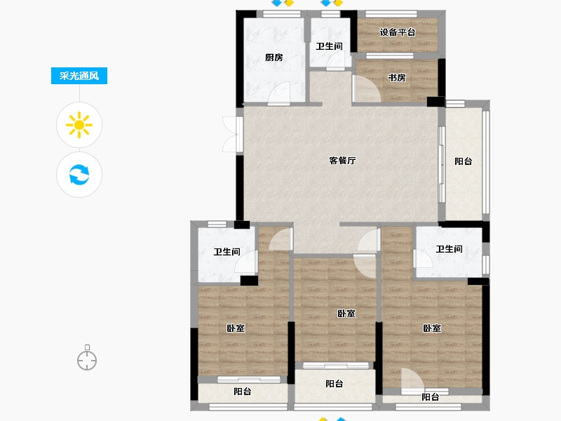 浙江省-湖州市-得力天逸湾-113.99-户型库-采光通风