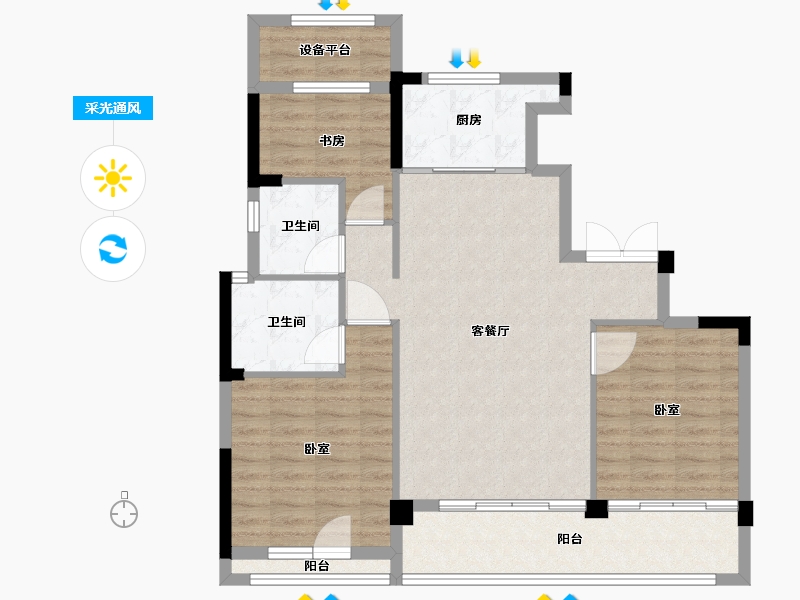 浙江省-湖州市-得力天逸湾-94.00-户型库-采光通风