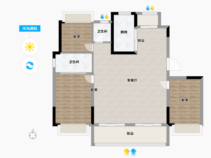 江苏省-常州市-璞悦缦宸-112.00-户型库-采光通风