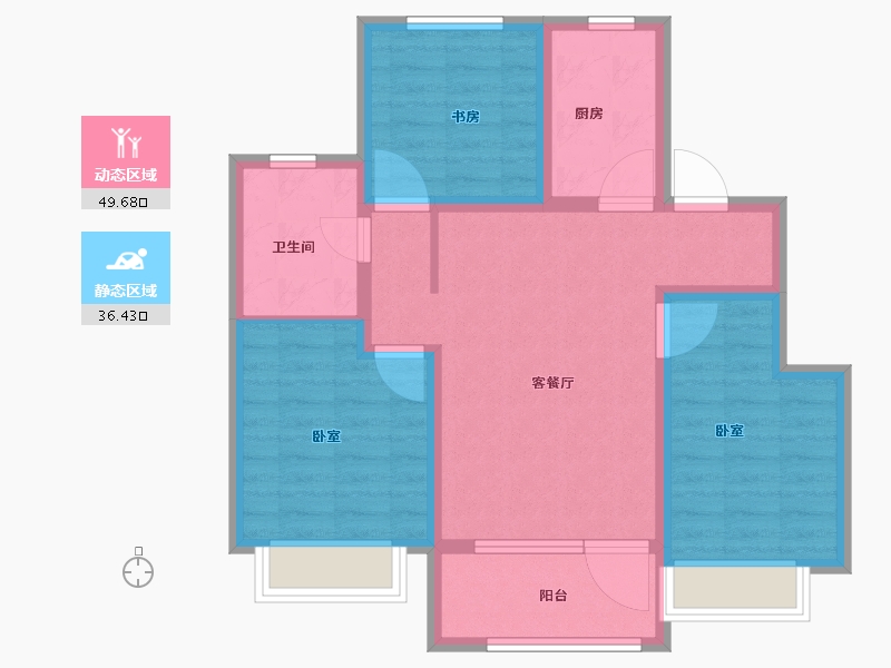 山东省-青岛市-龙山华府-76.00-户型库-动静分区