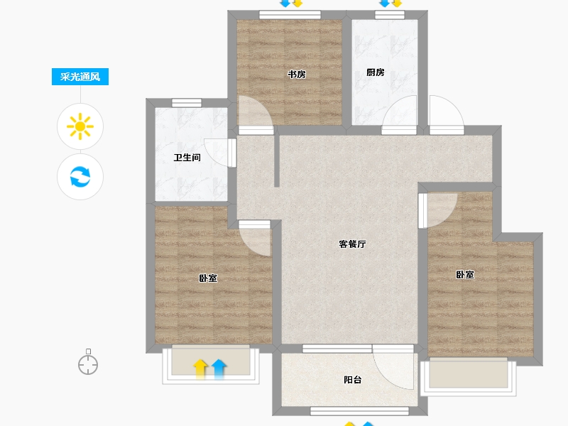 山东省-青岛市-龙山华府-76.00-户型库-采光通风