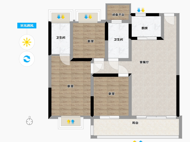 江苏省-南通市-海纳春江-88.00-户型库-采光通风