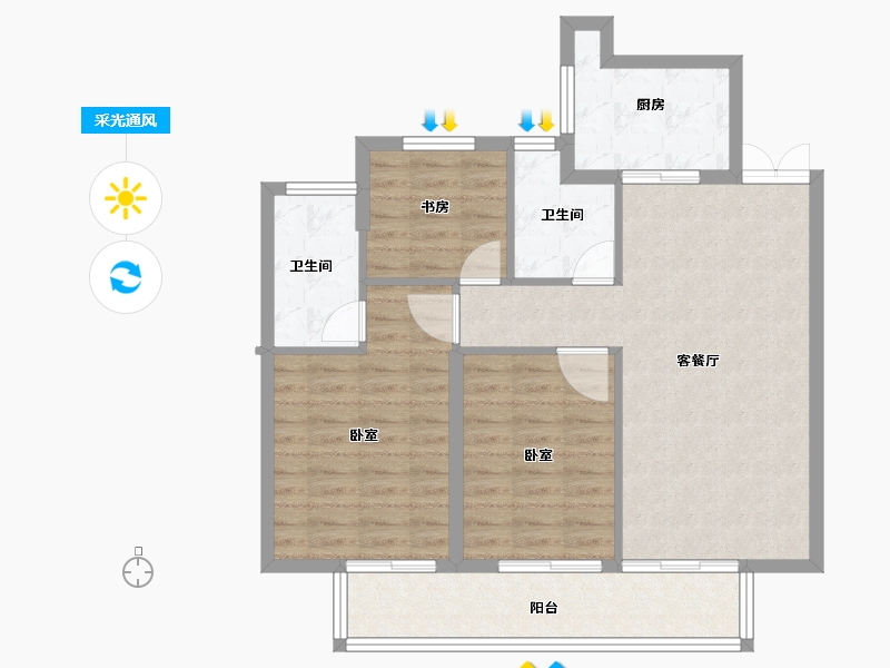 安徽省-宿州市-苏州绿城春江明月-86.00-户型库-采光通风