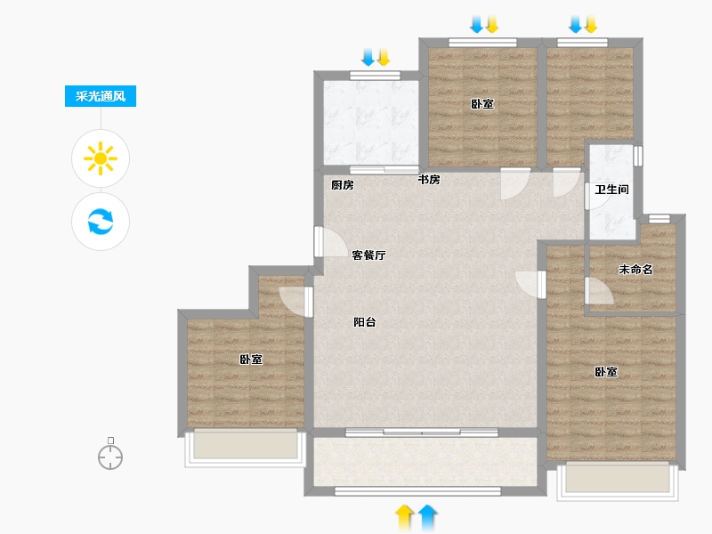 江苏省-徐州市-都会星宸·臻源-113.46-户型库-采光通风