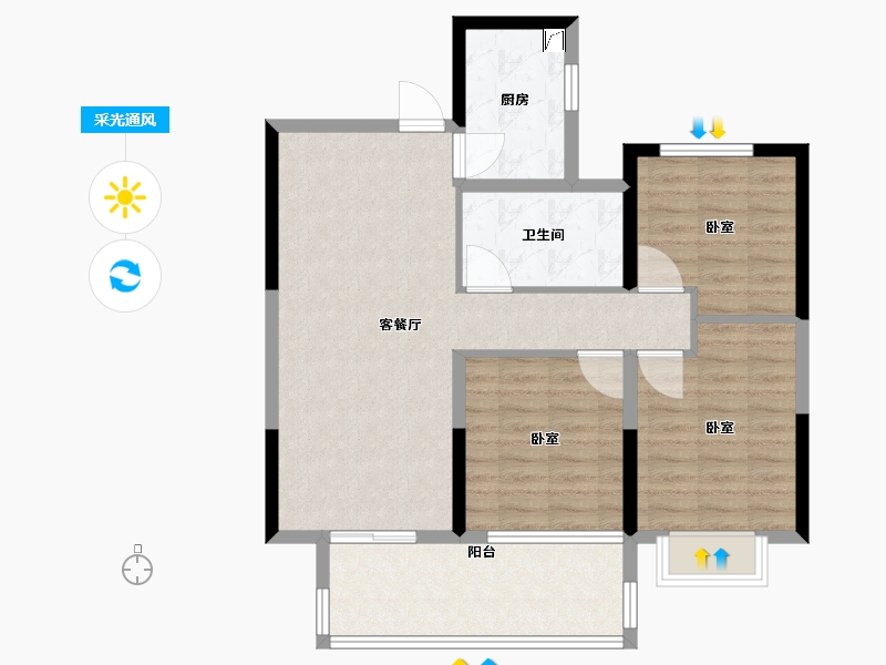 江苏省-盐城市-射阳珺悦府-86.00-户型库-采光通风