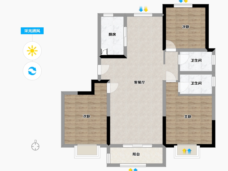 山东省-济南市-银丰玖玺城-95.95-户型库-采光通风