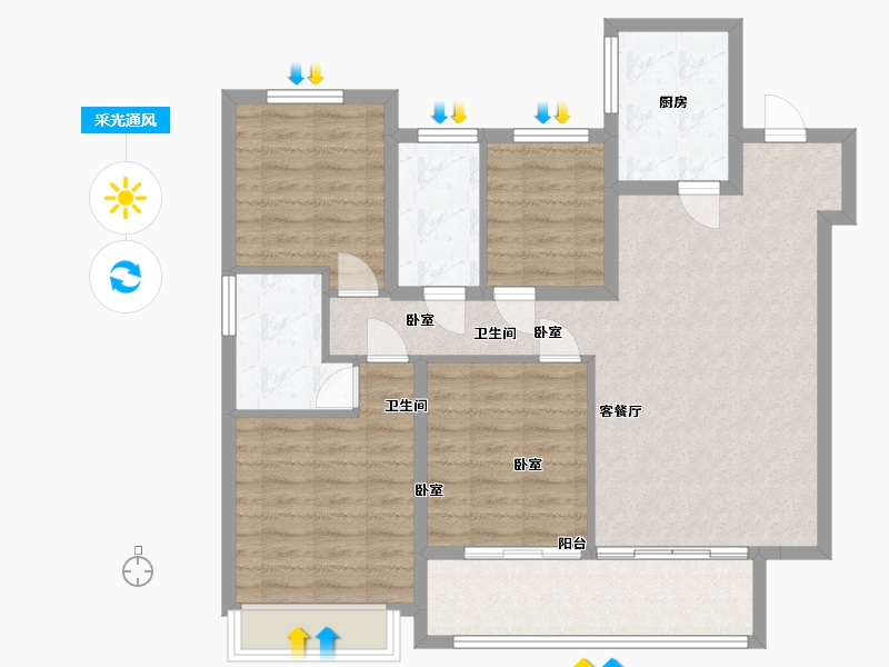 江苏省-徐州市-都会星宸·臻源-96.00-户型库-采光通风