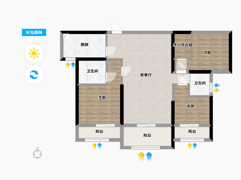 福建省-厦门市-水晶湖郡-86.67-户型库-采光通风