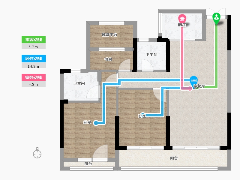 浙江省-湖州市-得力天逸湾-84.99-户型库-动静线