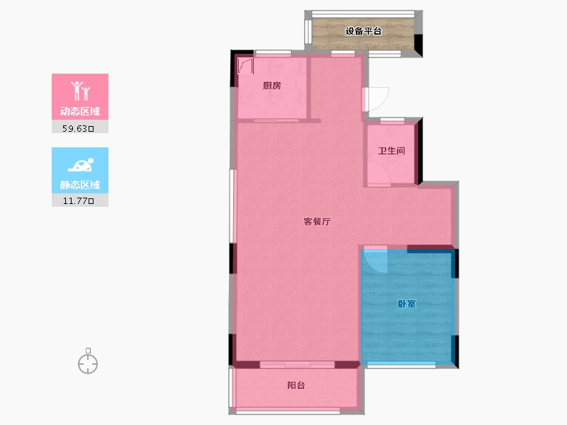 浙江省-杭州市-西房万科良语久园-68.36-户型库-动静分区