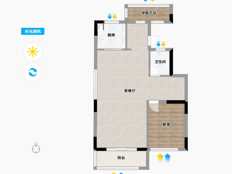 浙江省-杭州市-西房万科良语久园-68.36-户型库-采光通风