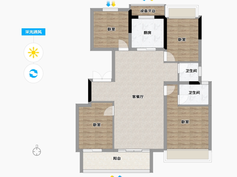 浙江省-丽水市-华鸿云悦尚品苑-102.00-户型库-采光通风