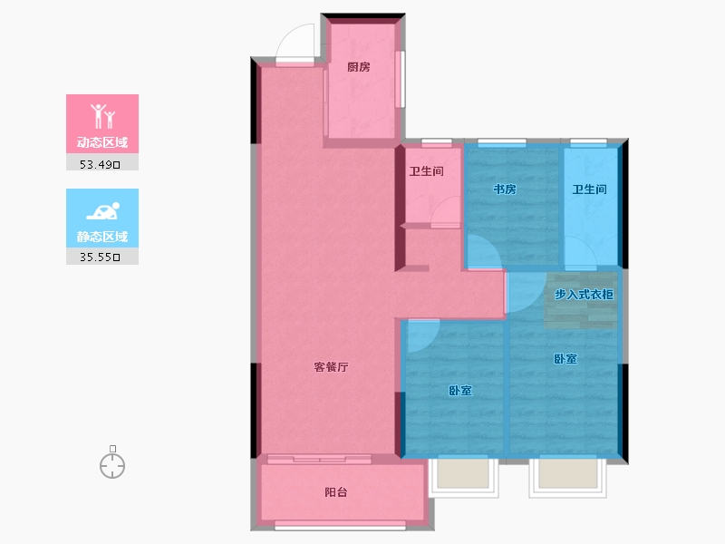 江西省-景德镇市-九颂山河菁华轩-80.00-户型库-动静分区