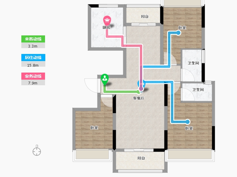 河南省-信阳市-光州·如园-108.38-户型库-动静线