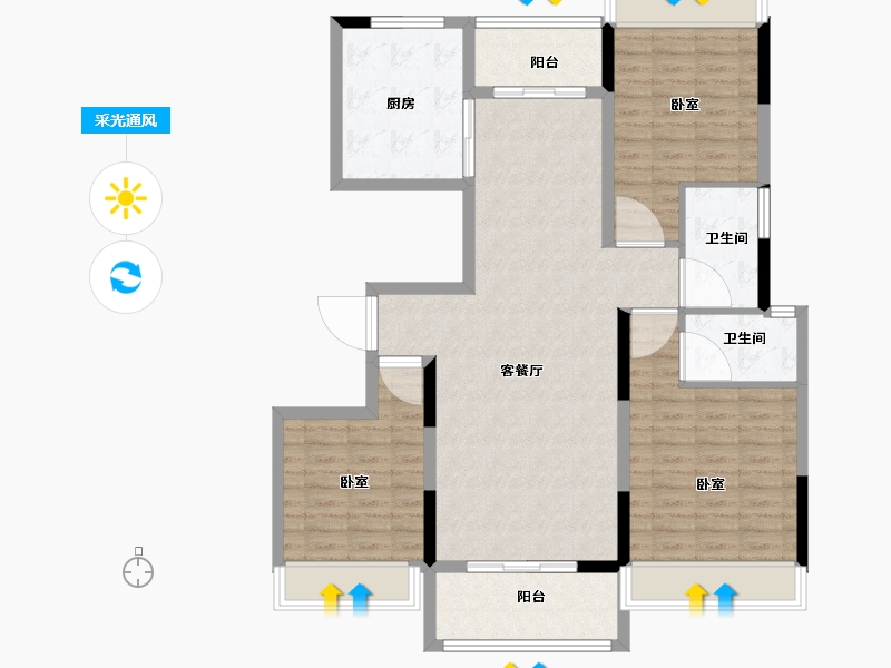 河南省-信阳市-光州·如园-108.38-户型库-采光通风