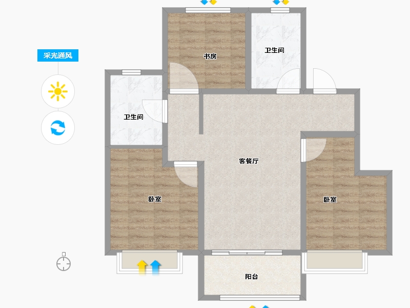 山东省-青岛市-龙山华府-78.01-户型库-采光通风