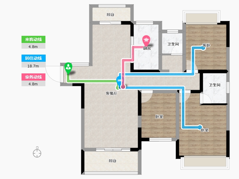 河南省-信阳市-光州·如园-108.19-户型库-动静线