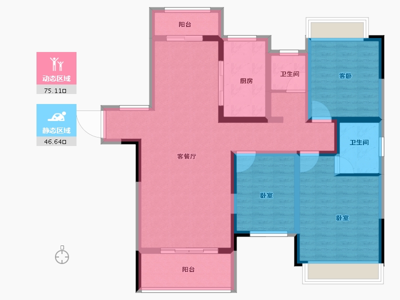 河南省-信阳市-光州·如园-108.19-户型库-动静分区