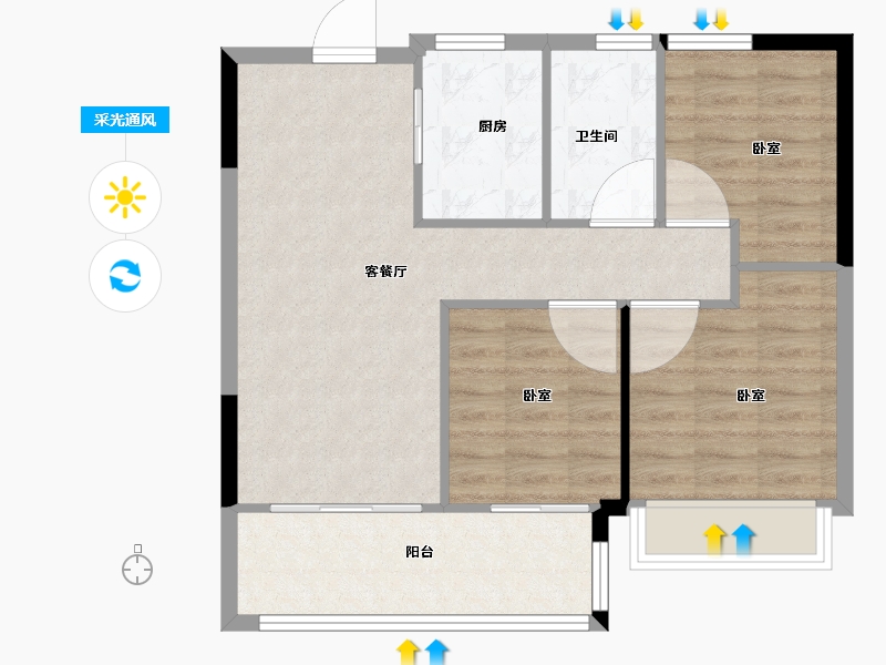 江苏省-南京市-滨江嘉品-71.00-户型库-采光通风