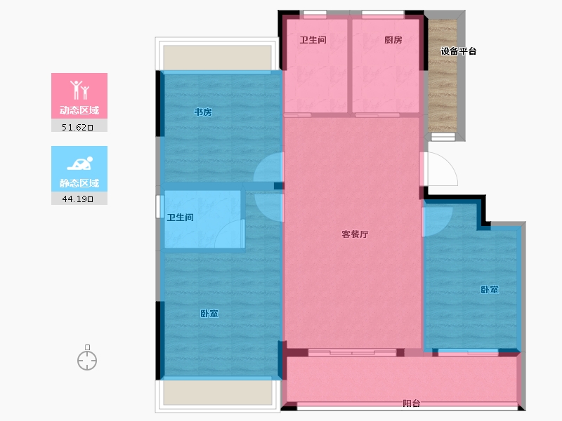 浙江省-绍兴市-勤业未来城-90.00-户型库-动静分区