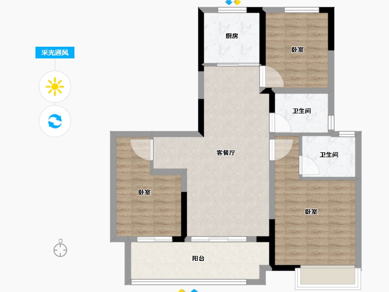 安徽省-阜阳市-融信乐澜雍锦半岛-88.01-户型库-采光通风