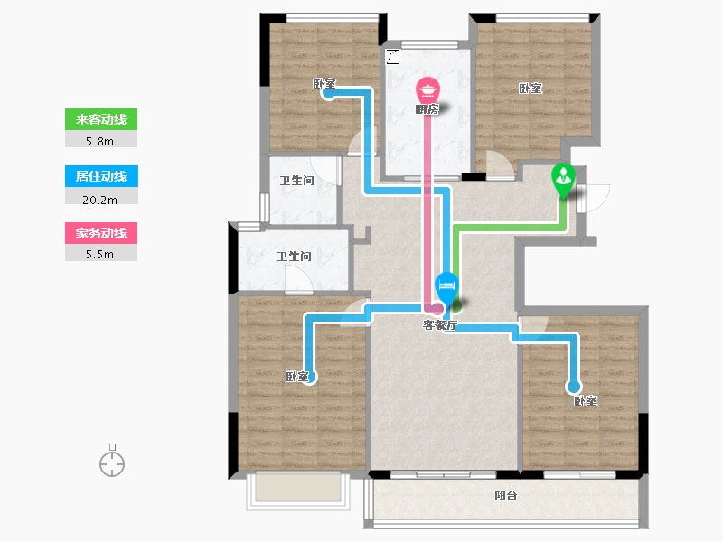 浙江省-宁波市-滨江新希望滨辰府-115.65-户型库-动静线