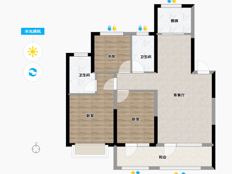 山东省-青岛市-中南漫悦湾-90.00-户型库-采光通风