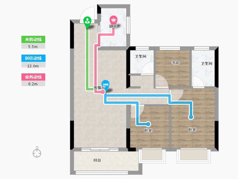 江西省-景德镇市-九颂山河菁华轩-80.00-户型库-动静线