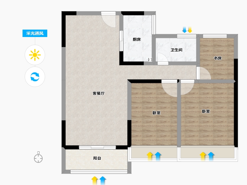 河南省-信阳市-光州·如园-92.57-户型库-采光通风