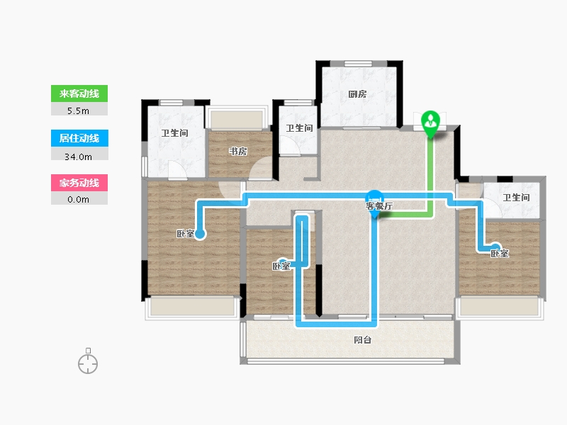 浙江省-金华市-中海九樾-142.00-户型库-动静线